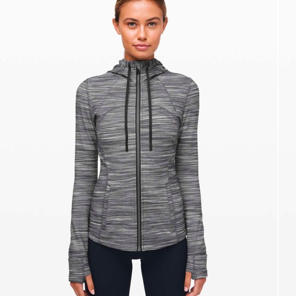 Lululemon Hooded Define Jacket Nulu Heathered Black / White